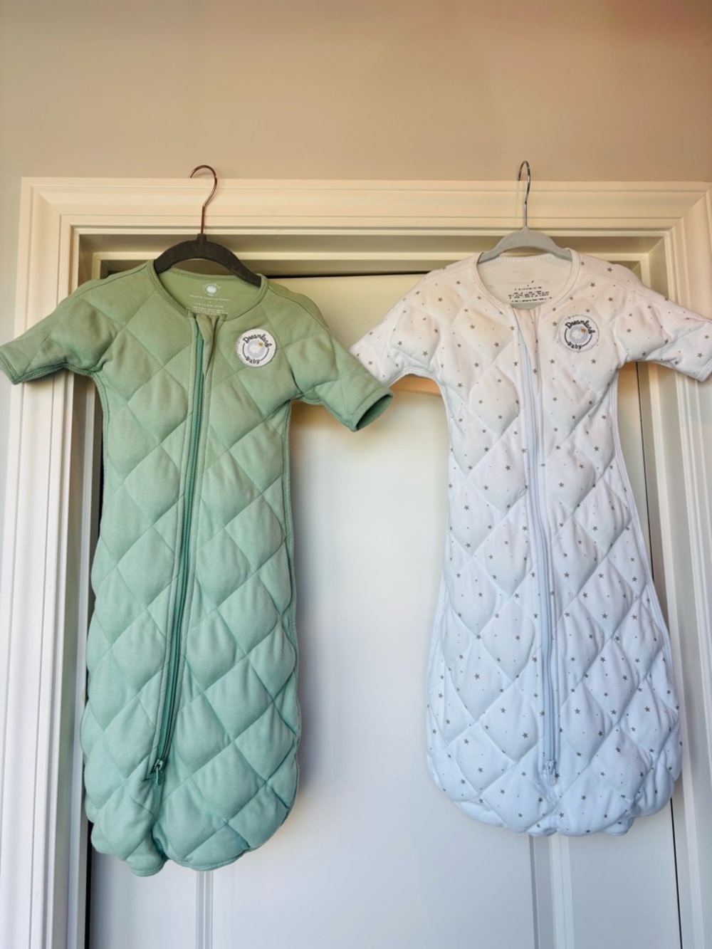 Dreamland Weighted Transition Sleep Sacks - Sage Green and White Stars